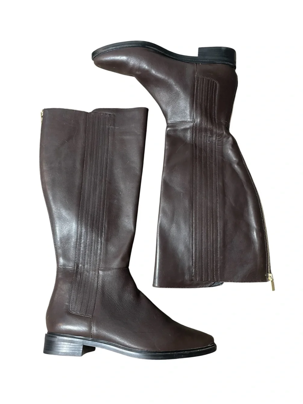 Z2- Finely Calvin Klein size 8.5 Classic Women's Brown Leather Knee-High Boots